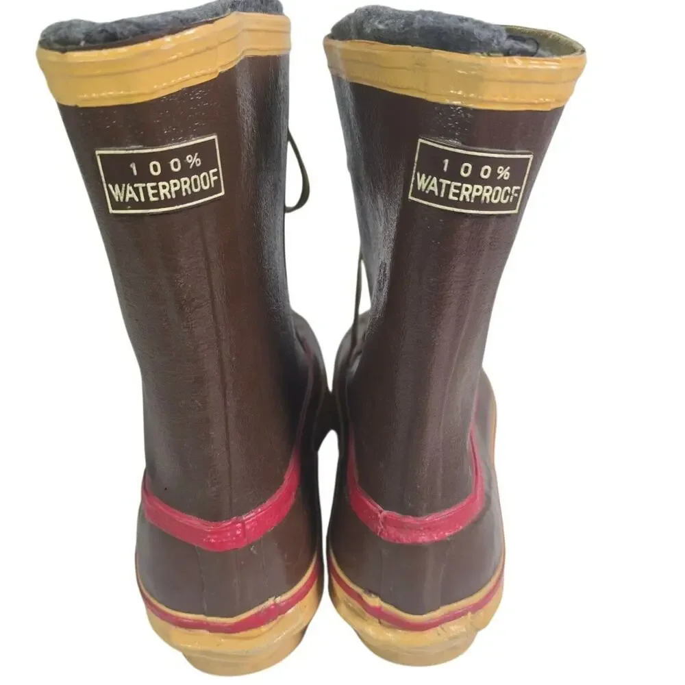 Vintage FrostKing Waterproof Steel Shank Brown Lace Up Felt Lined Duck Boots 9